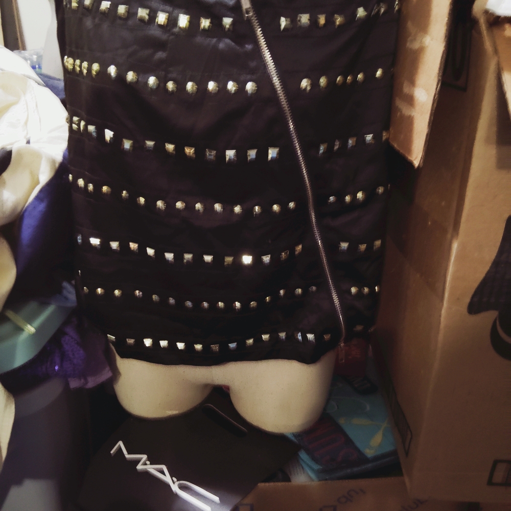 Black Studded Pencil Skirt